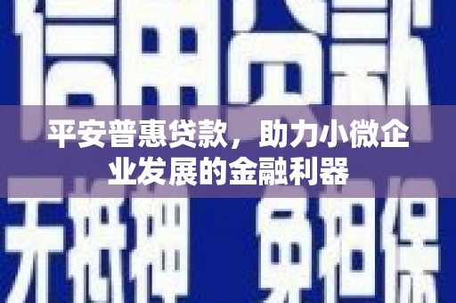 浦口平安普惠贷款，助力小微企业发展的金融利器